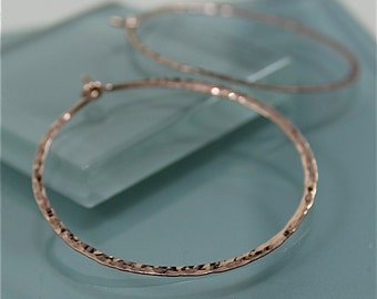 2" 14k Rose Gold Filled  Hammered Texture Hoop Earrings