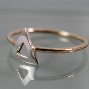 Tiny Open Triangle Ring Sterling Silver Triangle With 14k SOLID Gold ...
