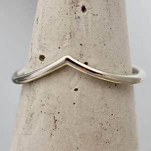 14k V Ring White Gold Wave Ring SOLID  Gold 1.3mm Stacking Band Wedding Chevron Contoured Wave Rose Gold Option Eco-friendly Recycled Gold