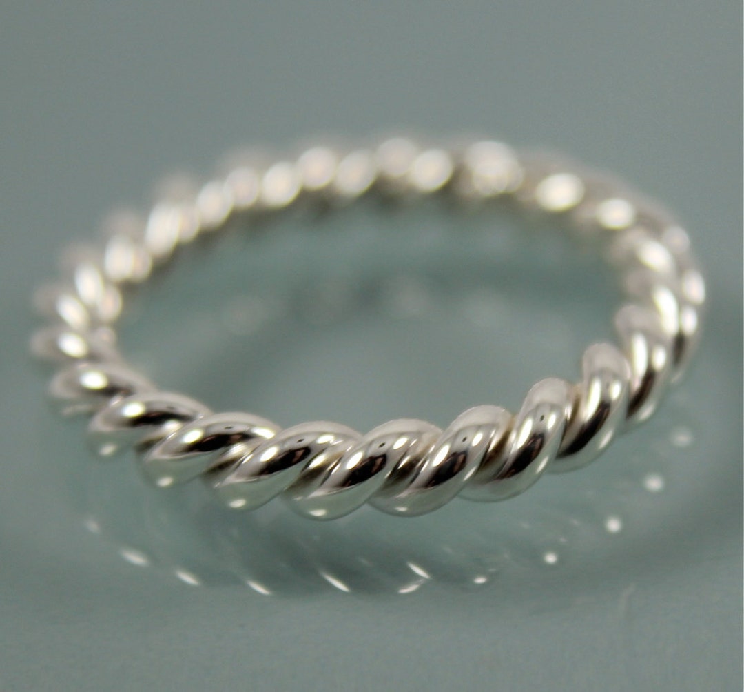 Twist Ring Chunky Rope Sterling Silver Band Twisted Stacking Ring Shiny ...