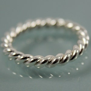 Twist Ring Chunky Rope Sterling Silver Band Twisted Stacking Ring Shiny Finish Eco Friendly Recycled Silver