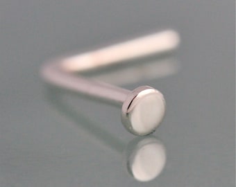 Nose Ring L Stud Sterling Silver 20ga 18g 16g Silver or 14k Rose or 14k Yellow Gold