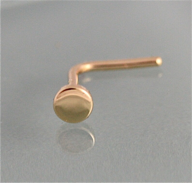 Nose Stud Ring In 14K Solid Gold, L Bend In 20g - 2mm - Foto 3