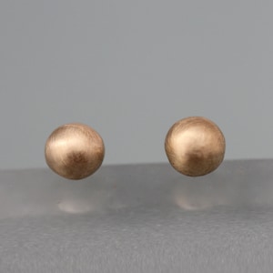 Gold Ball Studs 4mm Ball Stud Earrings 14k Solid Gold Brushed Finish Organic Eco Friendly Recycled Gold