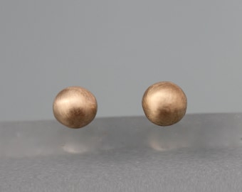 4mm Ball Stud Earrings 14k Solid Gold Brushed Finish Organic Eco Friendly Recycled Gold