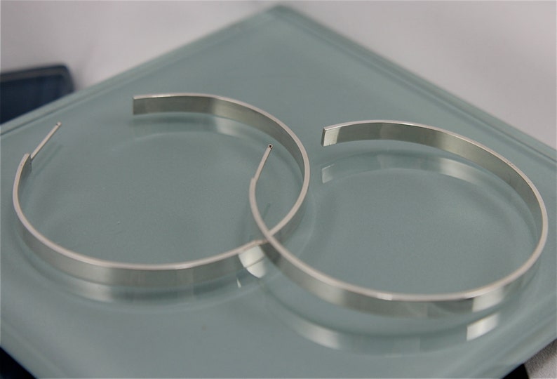 Bombastic 2 Wide Sterling Silver Hoop Earrings Eco Friendly Recycled Silver image 2