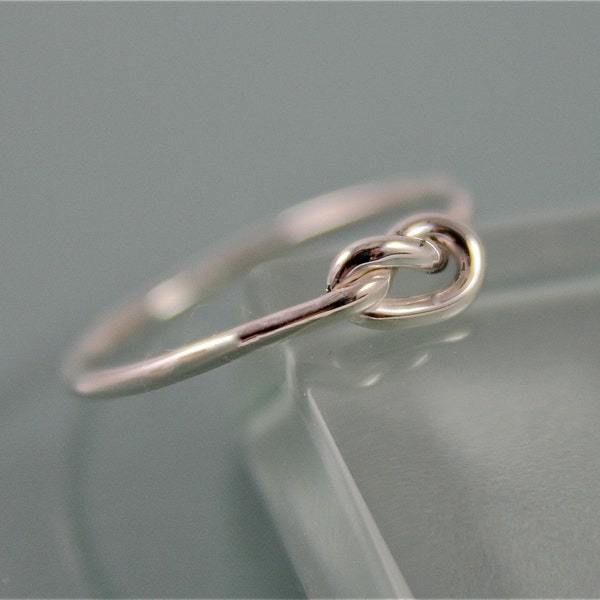 Silver Love Knot Ring Thin Round Simple Stacking Band Midi Ring Recycled  Silver 14k Gold Shiny Finish by Tinysparklestudio