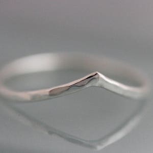 V Ring Sterling Silver Chevron Wave  1.3mm Hammered Band Wedding Ring Wishbone Ring Recycled Gold 14k Rose Yellow or White Gold Option