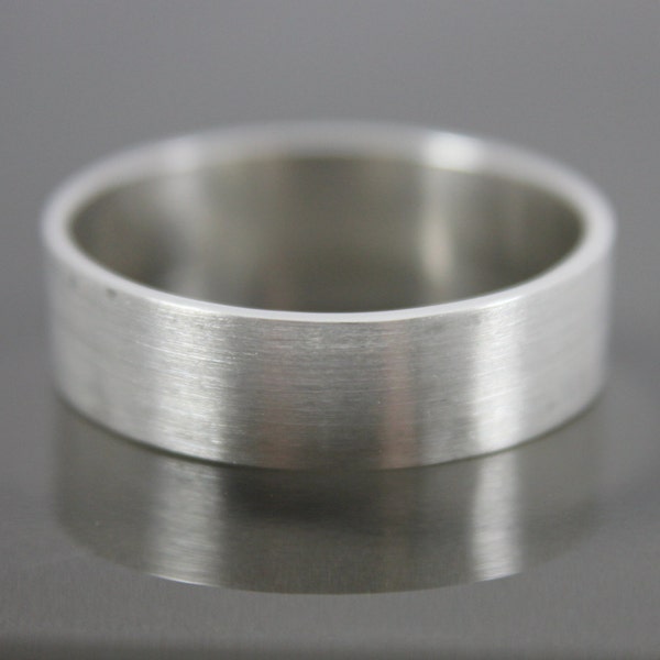 Silver Mens Wedding Ring Right Angles  6mm Wide Recycled Sterling Silver Flat  Brushed Matte or Shiny Polish Eco Friendly Band