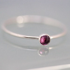 January Birthstone Ring Rhodolite Garnet Sterling Silver 1mm Band 3mm Gemstone Berry Stone 14k Rose Gold Yellow Gold Option