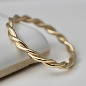 Solid Gold Twist Ring Relaxed Twist 2mm 14k SOLID Yellow Gold Rope Infinity  Twisted Wedding Band  Stack Ring Rose Gold White Gold