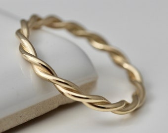 Solid Gold Twist Ring Relaxed Twist 2mm 14k SOLID Yellow Gold Rope Infinity  Twisted Wedding Band  Stack Ring Rose Gold White Gold