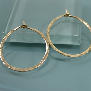 1&quot; 14k Gold Filled  Hammered Texture Hoop Earrings Basic Hoops by Tinysparklestudio