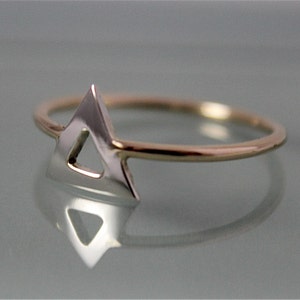 Tiny Open Triangle Ring Sterling Silver Triangle With 14k SOLID Gold ...