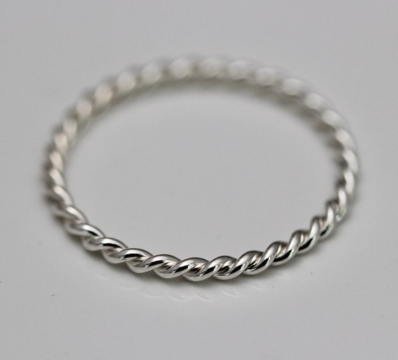 Stackable Thin Twisted Band Ring Sterling Silver Stackable Thin Twisted Band Ring Sterling Silver