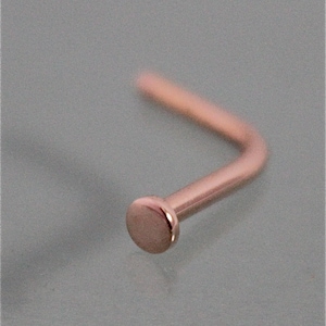 Nose Stud 14k SOLID Rose Gold 2mm Stud Simple L Nose Ring Screw Stud Recycled Yellow Gold 18k Gold  18ga or 20ga By Tinysparklestudio