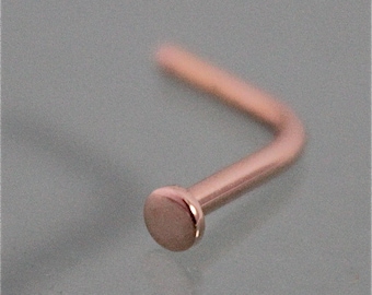 Nose Stud 14k SOLID Rose Gold 2mm Stud Simple L Nose Ring Screw Stud Recycled Yellow Gold 18k Gold  18ga or 20ga By Tinysparklestudio