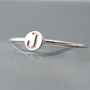 Personalized Initial Ring, Typewriter Font, Stackable Recycled Sterling Silver