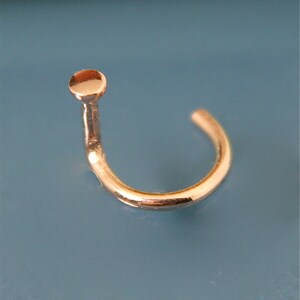 May include: A gold nose ring with a small round bead at the top.
