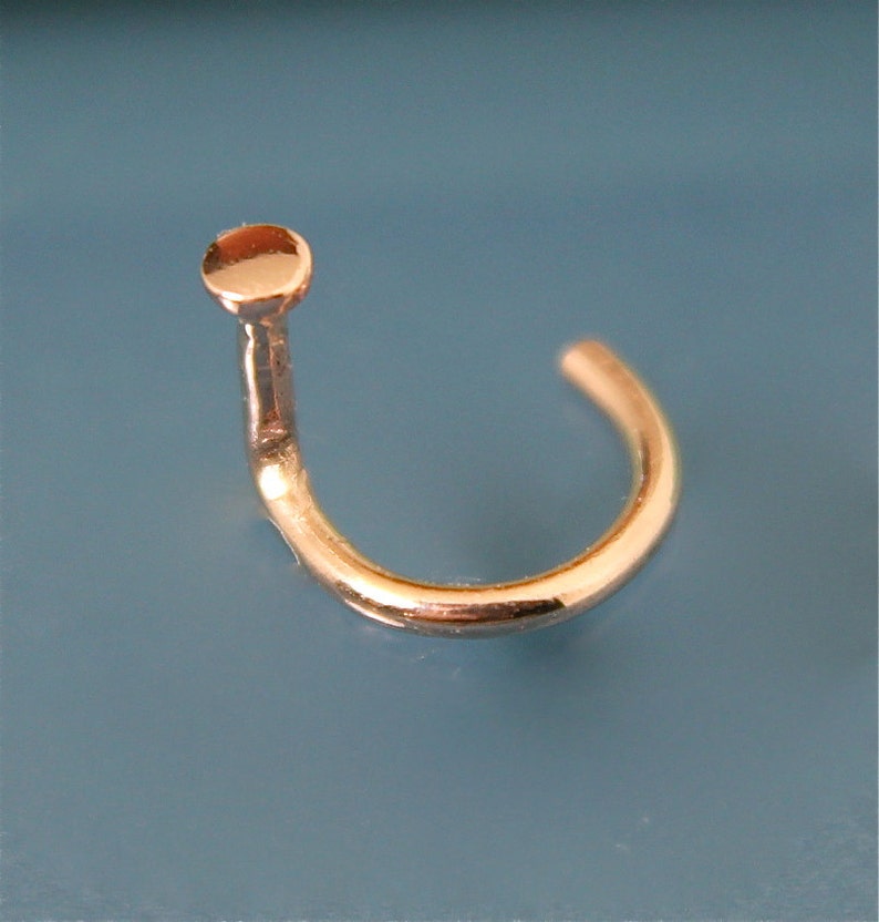 May include: A gold nose ring with a small round bead at the top.