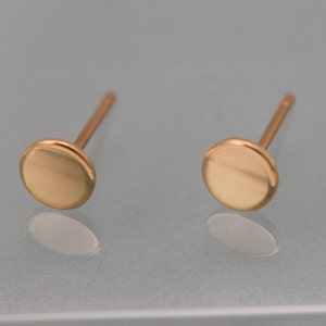 18k Earrings Circle Dot Disk 5mm 18k SOLID Yellow Gold Studs Shiny Finish Recycled Eco Friendly Gold image 2