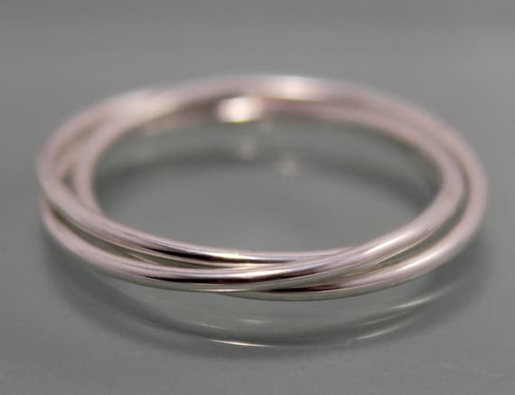 Interlocked Rings Sterling Silver Rolling Ring Russian Wedding