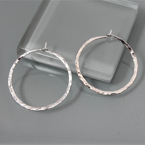 Silver Hoops Small 3/4" Sterling Silver Hammered Texture Hoop Earrings