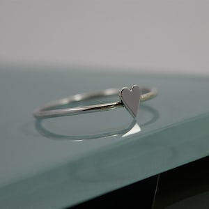 Tiny Heart Ring Sterling Silver Hand Cut Heart Stacking Ring Eco ...