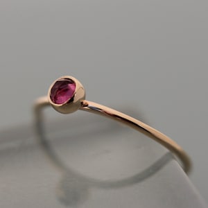 January Birthstone Ring Rhodolite Garnet 14k Gold 1mm Band 3mm Gemstone Berry Stone 14k Rose Gold  Option