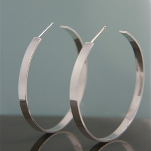 Bombastic 2 Wide Sterling Silver Hoop Earrings Eco Friendly Recycled Silver image 1