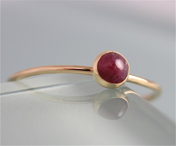 14k Ruby Ring July Birthstone Solid Yellow Gold Thin Stacking - Etsy