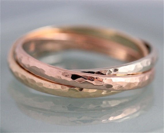Three Band Rolling Ring Trinity Interlocking Sterling Silver Russian Wedding Band 2mm, Size 8 Three Band Rolling Ring Trinity Interlocking Sterling Silver Russian Wedding Band 2mm, Size 8