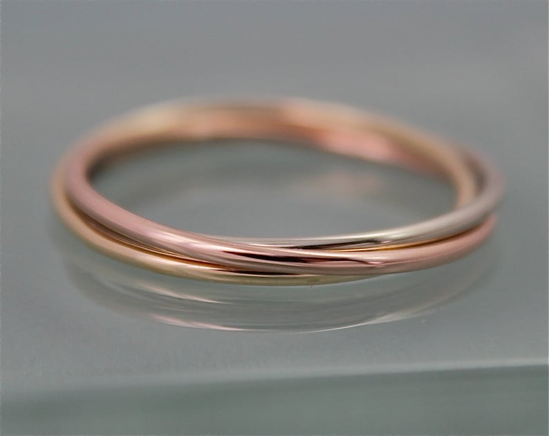 Triplet Ring 14k Tri Color Wedding Band Gold Russian Infinity ...