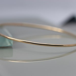14k Gold Filled Bangle 2mm Thick Smooth Shiny or Hammered Finish Handmade Bangle Bracelet Gold Bracelet By Tinysparklestudio