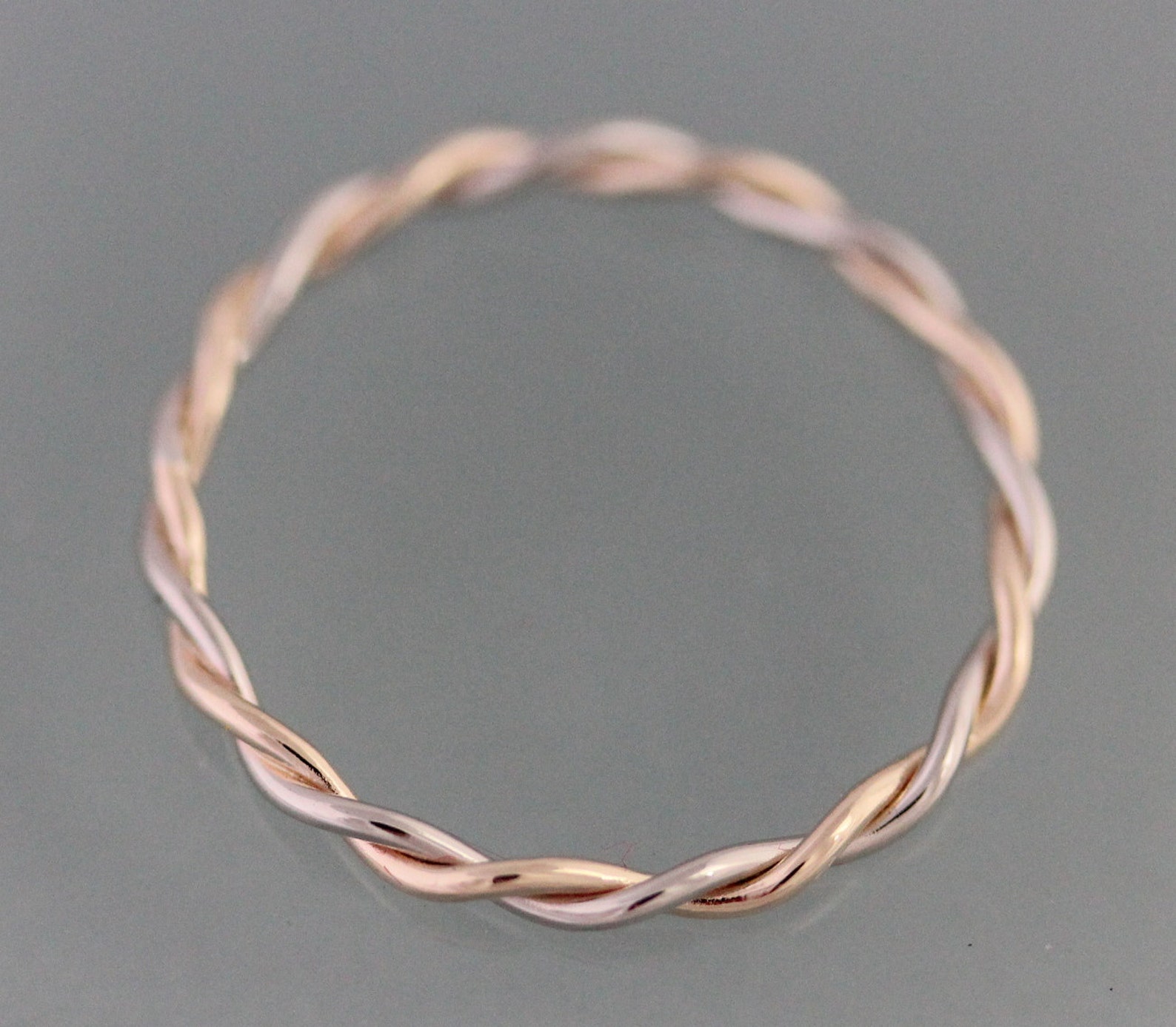 Twist Ring Two Tone 14k SOLID Gold Very Skinny Twisted Rope Infinity ...