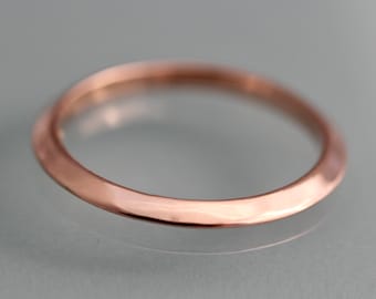 Knife Edge 14k Rose Gold Ring 2mm Wide Triangle Profile Stacking Band Ring Recycled Eco-Friendly Ethical Jewelry 14k Or 18k Yellow Option