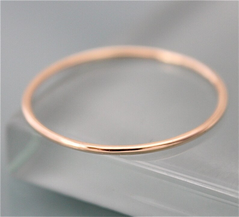 14k SOLID Yellow Gold Thin 1mm Stacking Band Spacer Ring Etsy