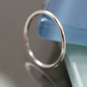 White Good Wedding Ring 14k SOLID White Gold 1.3mm Stacking Band Smooth Shiny Finish