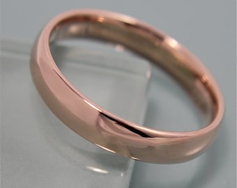 14k Solid Rose Gold Wedding Band, Comfort Fit Ring (5mm x 2mm)
