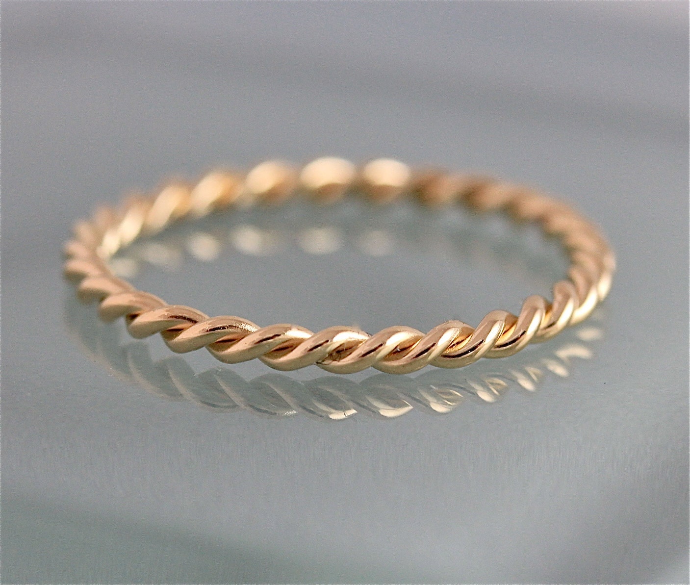 Twist Ring 18k SOLID Gold Rope Infinity Twisted Skinny Wedding - Etsy