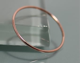 Thread Ring 14k SOLID .8mm Rose Gold Whisper Thin Round Simple Stacking Band Spacer Thread Ring  Shiny Finish Eco-friendly Recycled Gold