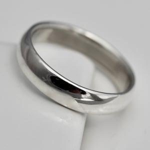 Comfort Fit Silver Wedding Ring Half Round Dome Chunky Men&#39;s Women&#39;s Any Gender 5mm Band Shiny or Brushed Satin Matte EcoFriendly Recycled
