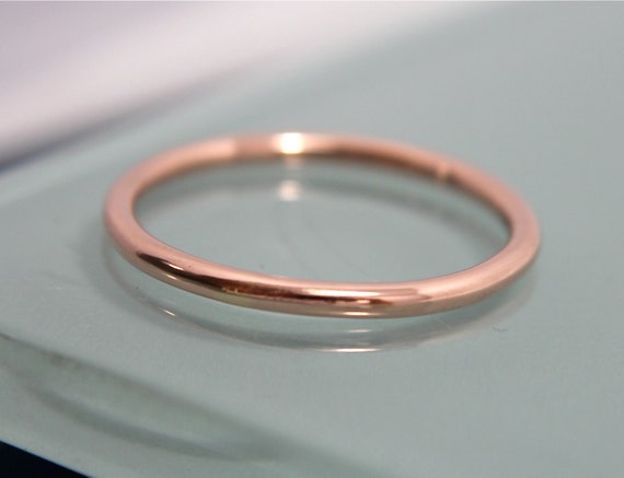 Rose Gold Ring 14k Solid Rose Gold Wedding Band 2mm Full Round Men's or Women's Recycled Gold Eco-Friendly Stacking Ring