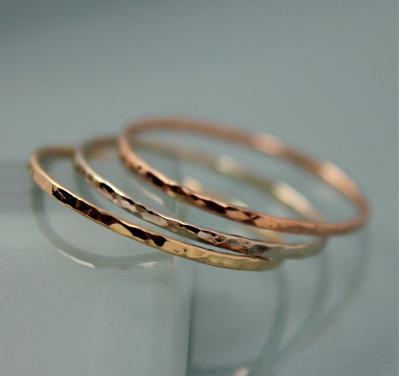 Gold Ring Stack 14k SOLID Gold Set Choose 3 Yellow Rose White - Etsy