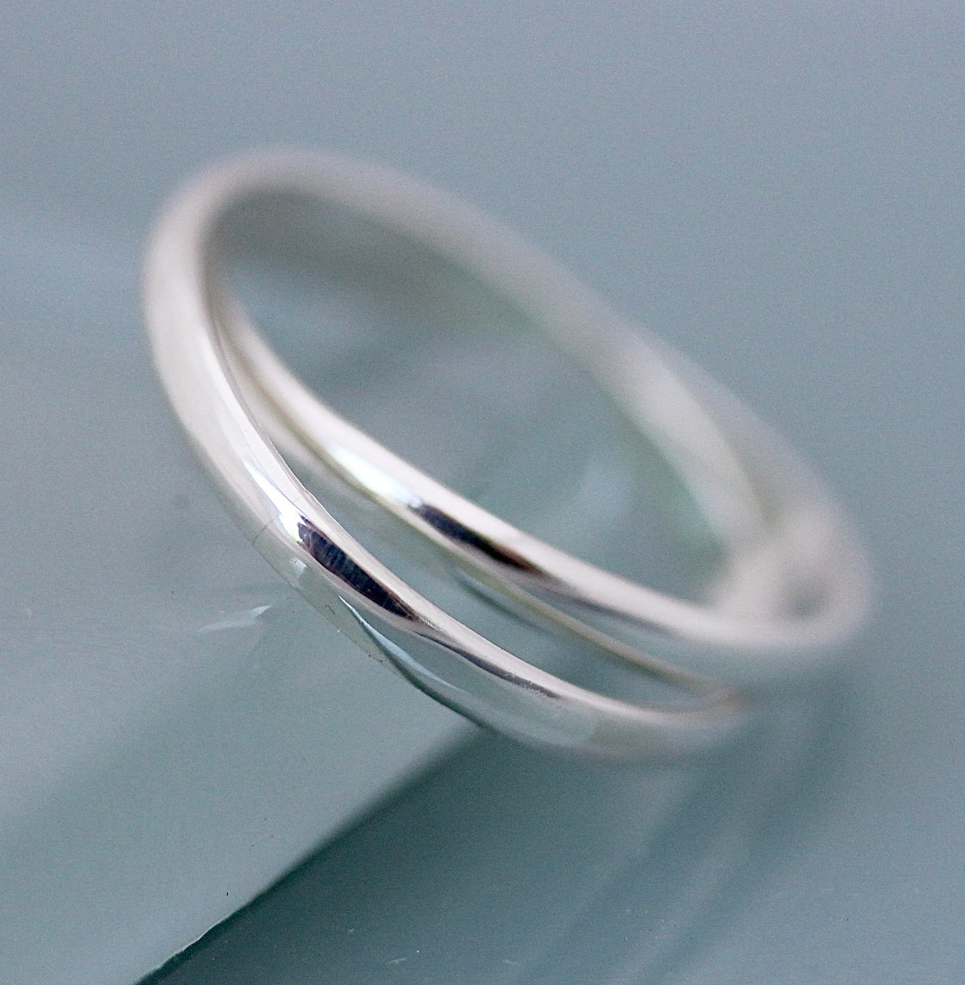 Interlocked Rings Sterling Silver 2 Rings Half Round 2mm X 1mm Thick ...