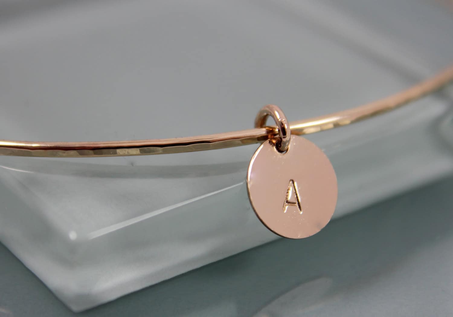 Bangle Personalized Letter Gold Filled or Recycled Silver