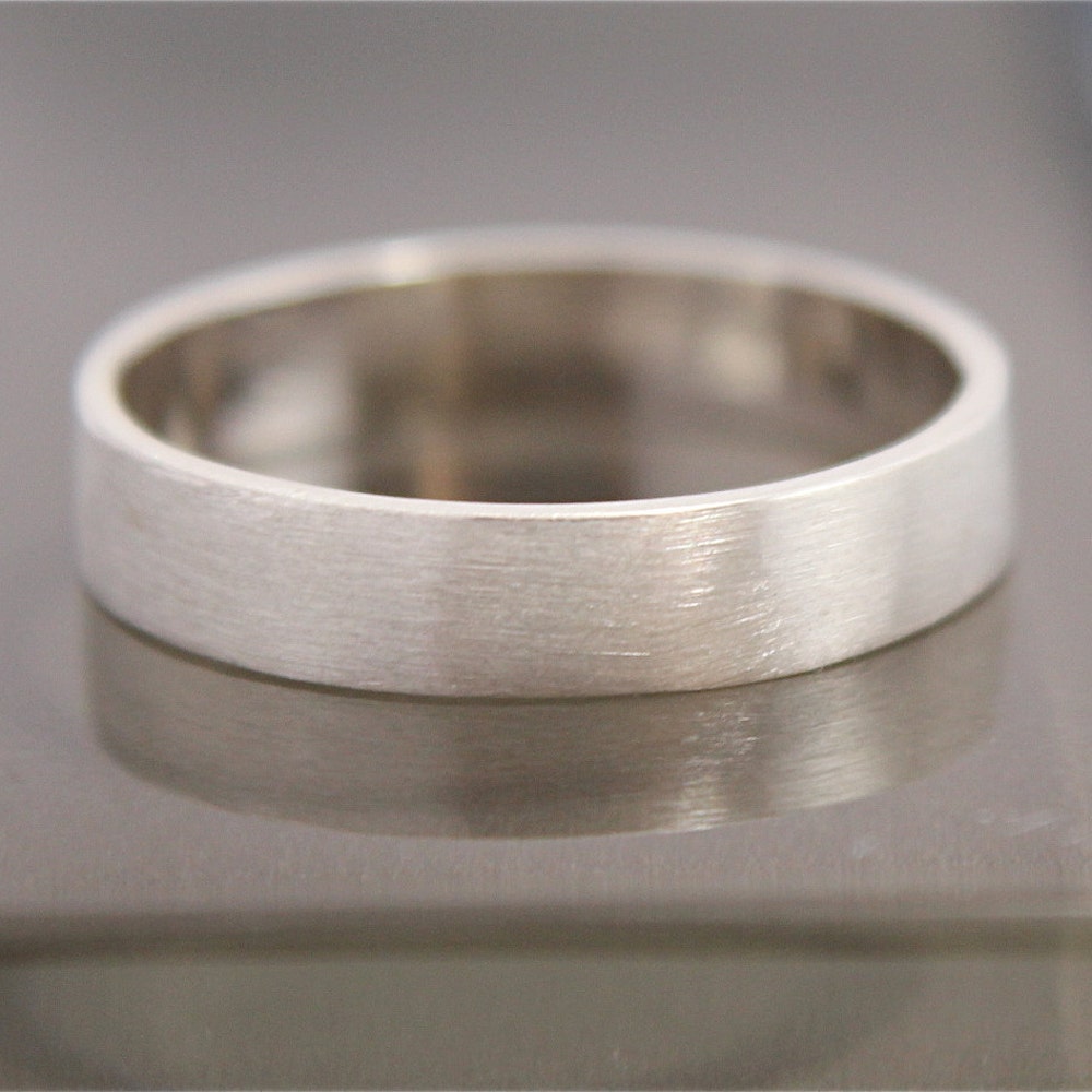 Silver Ring Flat Brushed Satin Matte Recycled Sterling Silver image 0