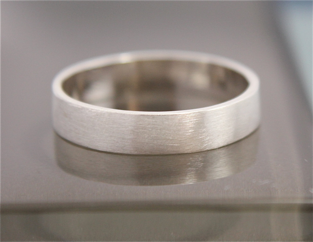 Silver Ring Flat Brushed Satin Matte Recycled Sterling Silver image