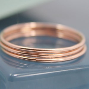 Rose Gold Rings 14k Gold Stack Rings Set of 3 - 14k SOLID Rose Gold 1mm ...
