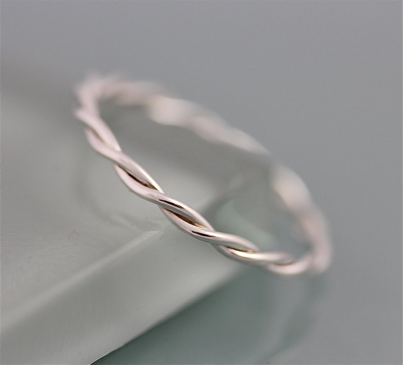 Silver Twist Ring Relaxed Rope Infinity Loose Twisted Skinny Wedding Band 1.5mm Thin Stack Ring Spacer EcoFriendly Recycled image 3